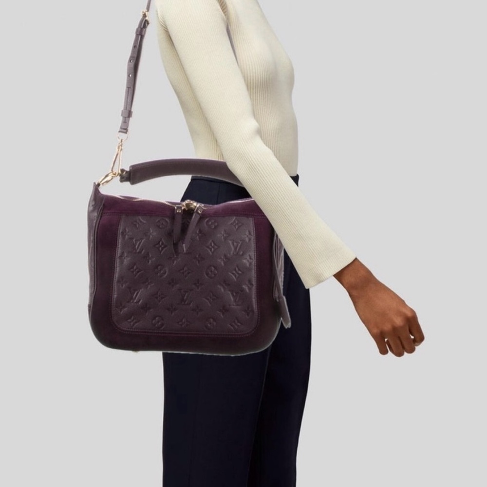 Louis Vuitton Vintage Chocolate Suede Leather Monogram Tote Gold Tone Hardware - Picture 3 of 15